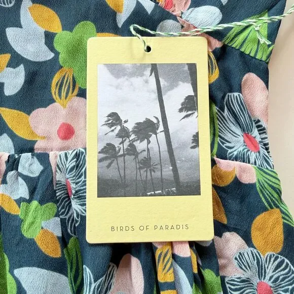 NEW Trovata Birds of Paradis Silk-Blend Gia Dress in Wild Hibiscus Print Size XS - Picture 7 of 15